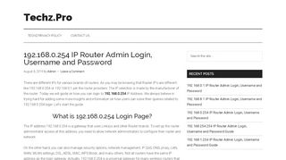 
                            2. 192.168.0.254 IP Router Admin Login, Username …