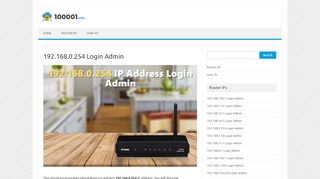 
                            11. 192.168.0.254 Login Admin | Router Default Username and ...