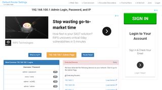 
                            3. 192.168.100.1 Admin Login, Password, and IP - Clean CSS