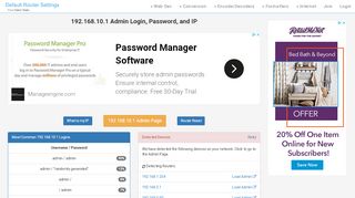 
                            11. 192.168.10.1 Admin Login, Password, and IP - Clean CSS