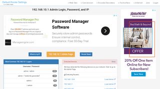 
                            1. 192.168.10.1 Admin Login, Password, and IP - Clean …