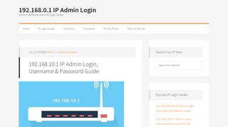 
                            6. 192.168.10.1 IP Admin Login, Username & Password Guide