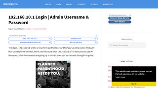 
                            9. 192.168.10.1 Login | Default Admin Username & Password ...