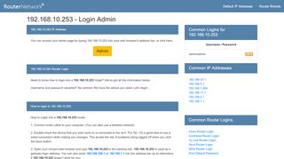 
                            2. 192.168.10.253 - Login Admin - Router Network