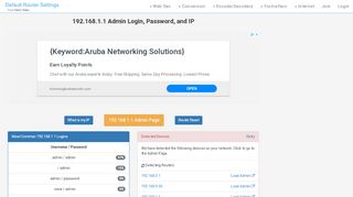 
                            8. 192.168.1.1 Admin Login, Password, and IP - Clean …