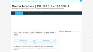 
                            9. 192.168.1.1 Giriş | Türk Telekom - SuperOnline - Ttnet