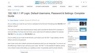 
                            5. 192.168.1.1 IP Login, Username, Password & Settings [2019 ...