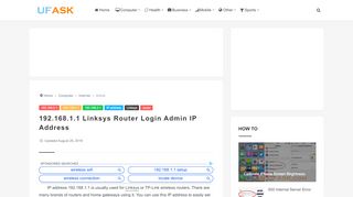 
                            8. 192.168.1.1 Linksys Router Login Admin IP Address - UFASK