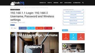 
                            8. 192.168.1.1 Login: 192.168.l.l Username, Password and ...