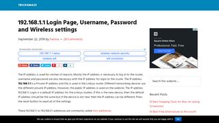 
                            9. 192.168.1.1 Login Page, Username, Password and Wireless settings ...