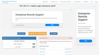 
                            5. 192.168.111.1 Admin Login, Password, and IP - …