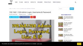 
                            2. 192.168.1.128 Admin Login, Username & Password - Router ...