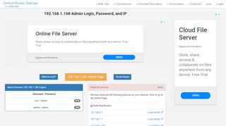 
                            8. 192.168.1.168 Admin Login, Password, and IP - …