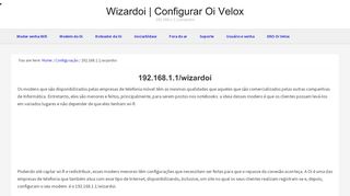
                            3. 192.168.1.1/wizardoi | configurar Oi Velox, WiFi, senha ...