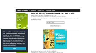 
                            11. 192.168.1.250 - Find IP Address - Lookup and …