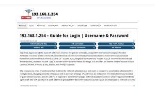 
                            7. 192.168.1.254 IP - 192.168.l.254 Admin Login Username & Password