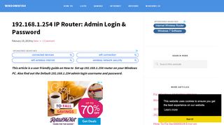 
                            6. 192.168.1.254 IP Router: Admin Login & …