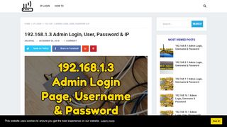 
                            2. 192.168.1.3 Admin Login, User, Password & IP - Router Login