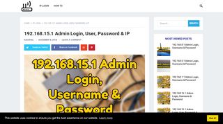 
                            2. 192.168.15.1 Admin Login, User, Password & IP - Router Login