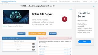 
                            4. 192.168.16.1 Admin Login, Password, and IP - Clean CSS