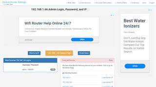 
                            8. 192.168.1.66 Admin Login, Password, and IP - Clean CSS