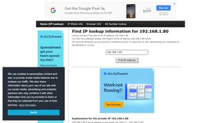 
                            1. 192.168.1.80 - Find IP Address - Lookup and …