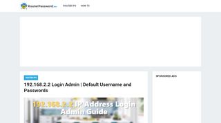 
                            7. 192.168.2.2 Login Admin | Default Username and Passwords