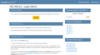 
                            3. 192.168.2.2 - Login Admin - Router Network