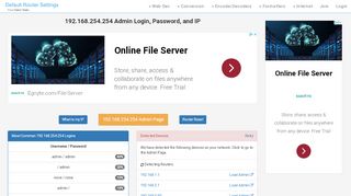 
                            1. 192.168.254.254 Admin Login, Password, and IP - Clean CSS