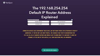 
                            9. 192.168.254.254 Default Router IP Address - netspotapp.com