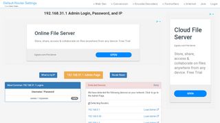 
                            4. 192.168.31.1 Admin Login, Password, and IP - Clean CSS