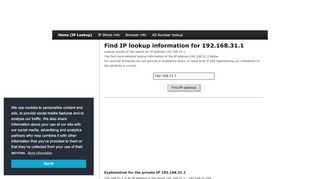 
                            9. 192.168.31.1 - Find IP Address - Lookup and locate an ip ...