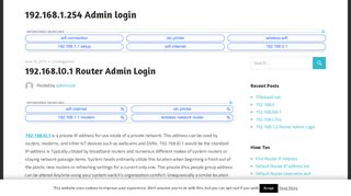 
                            4. 192.168.l0.1 Router Admin Login - 192.168.1.254 Admin login