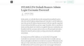 
                            7. 192.168.l.254 Default Routers Admin Login Username Password