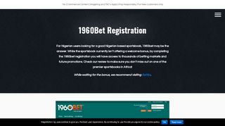 
                            1. 1960bet Registration Nigeria | Sign Up At …