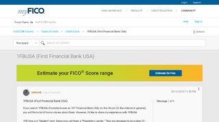 
                            7. 1FBUSA (First Financial Bank USA) - myFICO® …