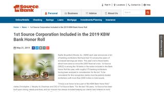 
                            9. 1st Source Corporation Included in the 2019 KBW Bank Honor Roll ...