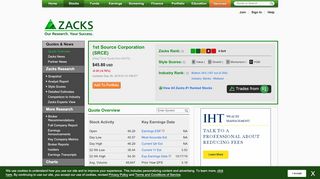 
                            7. 1st Source Corporation - SRCE - Stock Price Today - Zacks