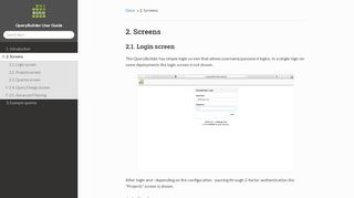 
                            2. 2. Screens — Query Builder User Guide documentation - MGRID