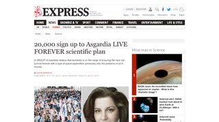 
                            5. 20,000 sign up to Asgardia LIVE FOREVER scientific plan ...