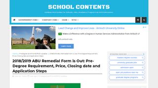 
                            9. 2018/2019 ABU Remedial Form is Out: Pre-Degree ...