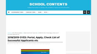 
                            4. 2018/2019 OYES: Portal, Apply, Check List of Successful Applicants ...