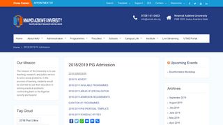 
                            5. 2018/2019 PG Admission - Nnamdi Azikiwe University