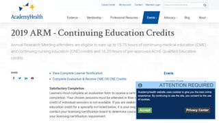 
                            9. 2019 ARM - Continuing Education Credits | AcademyHealth