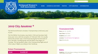 
                            4. 2019 City Amateur * – Richmond Womens Golf Association