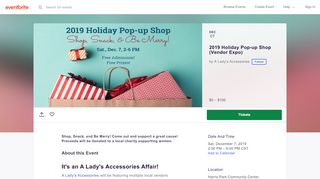 
                            7. 2019 Holiday Pop-up Shop (Vendor Expo) Tickets, Sat, Dec 7, 2019 at ...