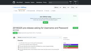
                            4. 20190225 pre-release asking for Username and Password ...