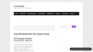 
                            4. 2019/2020 KUST Pre-Degree Portal : CurrentNaija