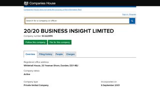 
                            9. 20/20 BUSINESS INSIGHT LIMITED - Overview (free company ...