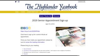 
                            6. 2020 Senior Appointment Sign up – The Highlander